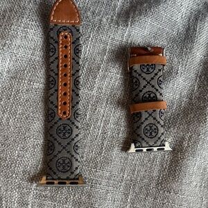 Tory Burch Geometric Watch Band with Leather Trim